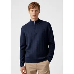 Mens Merino Wool Blend Pullover with Embroidery