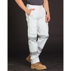 Biomotion Hi Vis Cotton Drill Work Pants with Reflective Tape