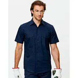 Cotton Drill Work Shirt with Pen Pocket Short Sleeve