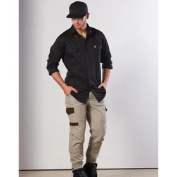 Men's Cotton Stretch Work Shirt with Dual Chest Pockets