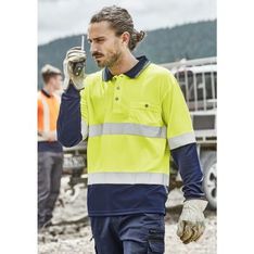 Hi Vis Spliced Long Sleeve Polo with Hoop Tape
