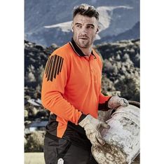 Flux Hi Vis Moisture Wicking Long Sleeve Polo with UPF 50 Protection