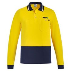 Long Sleeve Soft Cotton Mens Workplace Safety Polos