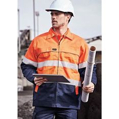 Hi Vis Cotton Drill Safety Jacket Day Night Compliant