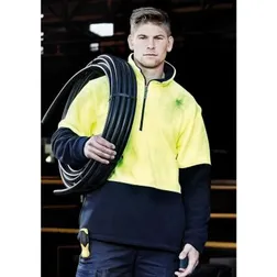 Hi Vis Half Zip Polar Fleece Pullover UPF 50 390gsm