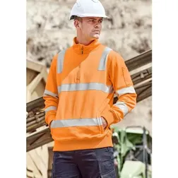 Vic Rail Orange Hi Vis Quarter Zip Fleece Pullover