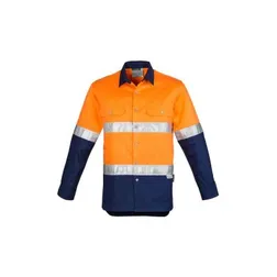 Industrial Hi Vis Long Sleeve Work Shirt with Reflective Hoop Tape