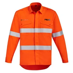 ZW145 Open Front Spliced Branded Work Shirts With Hoop Reflective Tape