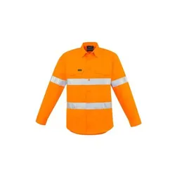 Cotton Twill Hi Vis Long Sleeve Safety Shirt with UPF 50