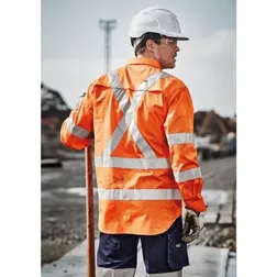Hi Vis X Back Cotton Twill Long Sleeve Work Shirt