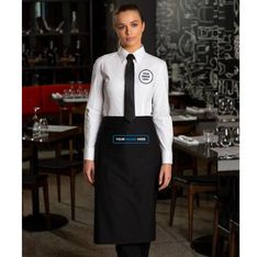 Black Polyester Cotton Twill Long Waist Aprons