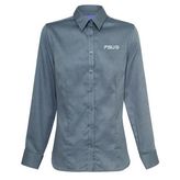 Ladies Dobby Herringbone Cotton Blend Shirt
