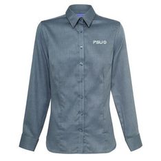 Ladies Dobby Herringbone Cotton Blend Shirt
