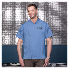 Short Sleeve Zipper Chef Coat Mens Regular Fit