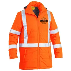 BJ6379XT Puffer Branded High Vis Jackets With Reflective X-Back Tape & Concealed Hood