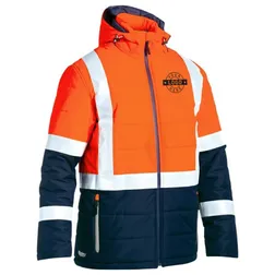 BJ6929HT Puffer Promotional Hi-Vis Jackets With Reflective Tape & Concealed Hood