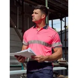 High Vis Lightweight Cool Mesh Polo With Reflective Tape
