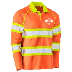 BK6223T Branded Long Sleeve Double Hi Vis Polos With Reflective Hoop Tape