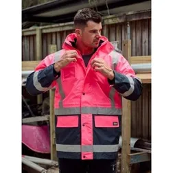 Day Night Reflective Waterproof Rain Jacket with Removable Fleece Lining