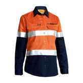 Ladies Cotton Drill Long Sleeve UPF Day Night Safety Shirt