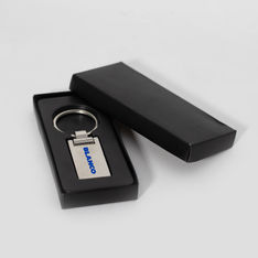 Euro Silver Epoxy Dome Keyring 50mm Nickel Finish