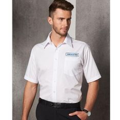 Mens Short Sleeve Poplin Shirt Easy Fit