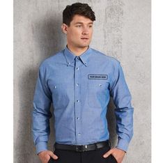 Chambray Wash and Wear Long Sleeve Mens Shirt