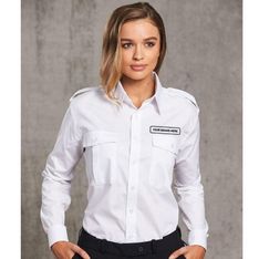 Epaulette Poplin Shirt Long Sleeve Workwear