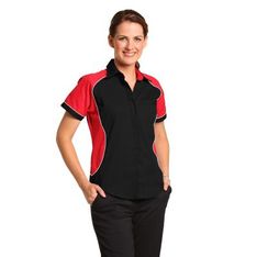 Ladies Tri Colour Contrast Twill Shirt Easy Fit