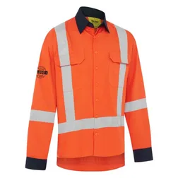 BS6248XT Longer Back Tail Embroidered Work Shirts With Reflective X-Back Tape