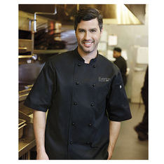 Short Sleeve Poly Cotton Chef Coat Black