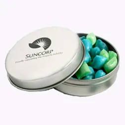 CC046D3 Corporate Coloured Tiny Humbugs Filled Candle Tins - 50g