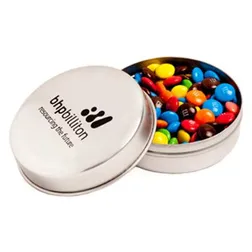 CC046E2 M&M (Mixed Colours) Filled Candle Tins With Sticker - 50g