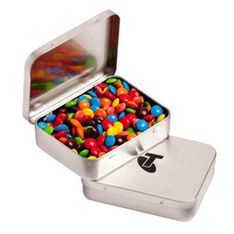 Hinged Metal Tin with Mixed Colour Chocolate Candies