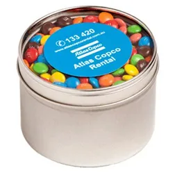 CC049E3 M&M (Mixed Colours) Filled Window-Top Tins - 140g