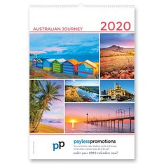 Wiro Bound Wall Calendar Australian Scenery Metal Hanger