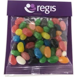 CC084A50 Mini Jelly Bean Filled Branded Lolly Bags With Billboard Card - 50g