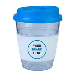 TCC350SSWB 350ml Clear Tritan Wide Band (55mm) Custom Reusable Coffee Cups With Soft Silicon Lid