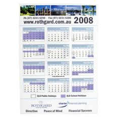 A5 Gloss Laminate Fridge Calendar Magnetic Tab