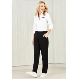 CL955LL Ladies Comfrt Waist Straight-Leg Corporate Pants With Stretch