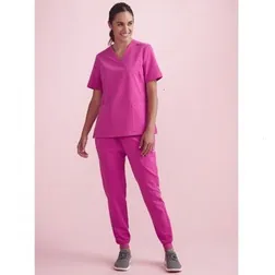 Ladies Pink Polyester Jogger Scrub Pants