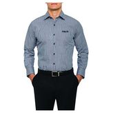 Van Heusen Blue Striped Cotton Blend Dress Shirt