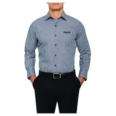Van Heusen Blue Striped Long Sleeve Shirts