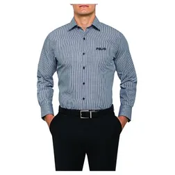 Van Heusen Blue Striped Cotton Blend Dress Shirt