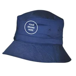 H1034 Solid Colour Branded Bucket Hats With Toggle Size Adjustment