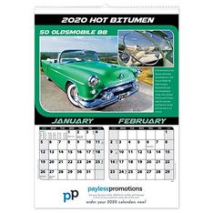 Hot Roads Automotive Wall Calendar A3 Two Month View