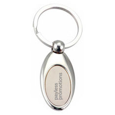 Carla Oval Matt Nickel Keyring with Steel Plate