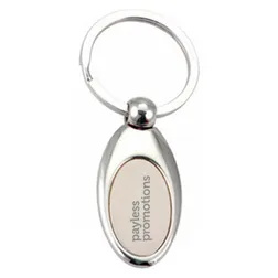 Carla Oval Matt Nickel Keyring with Steel Plate
