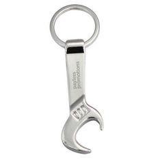 Shiny Nickel Spanner Key Ring with Branding Area