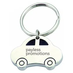 JK029 Car Shaped Promotional Metal Key Rings With Shiny Nickel Body